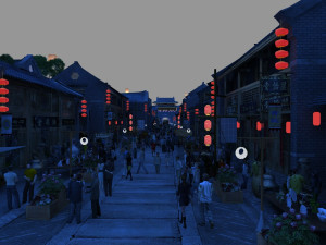 ancient town night view 3D-Modell