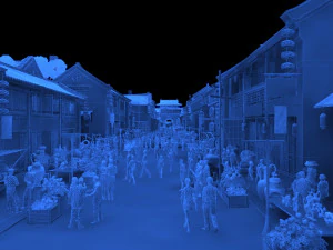 ancient town night view 3D Model