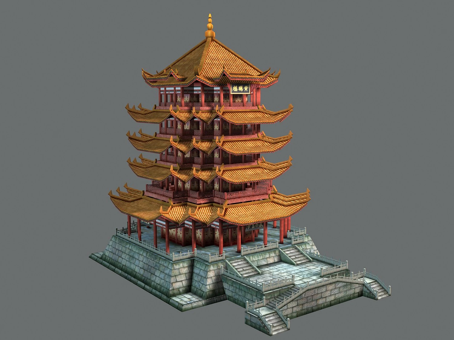 yellow crane tower 3D Model .c4d .max .obj .3ds .fbx .stl .blend 