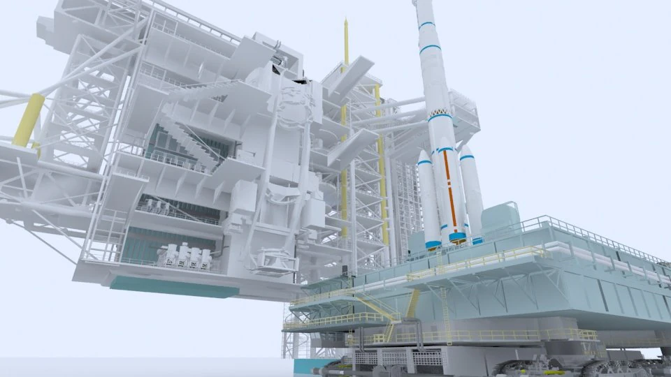 rocket launch tower 3D Model .c4d .max .obj .3ds .fbx .stl .blend 