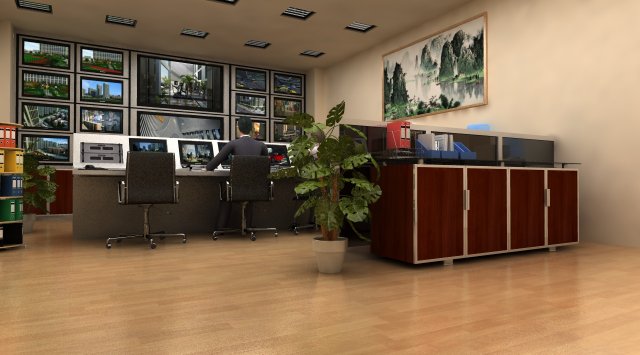monitoring room 3D Model .c4d .max .obj .3ds .fbx .stl .blend 