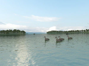 starożytny budynek nad jeziorem Model 3D