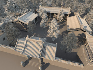 lakeside ancient building Modèle 3D