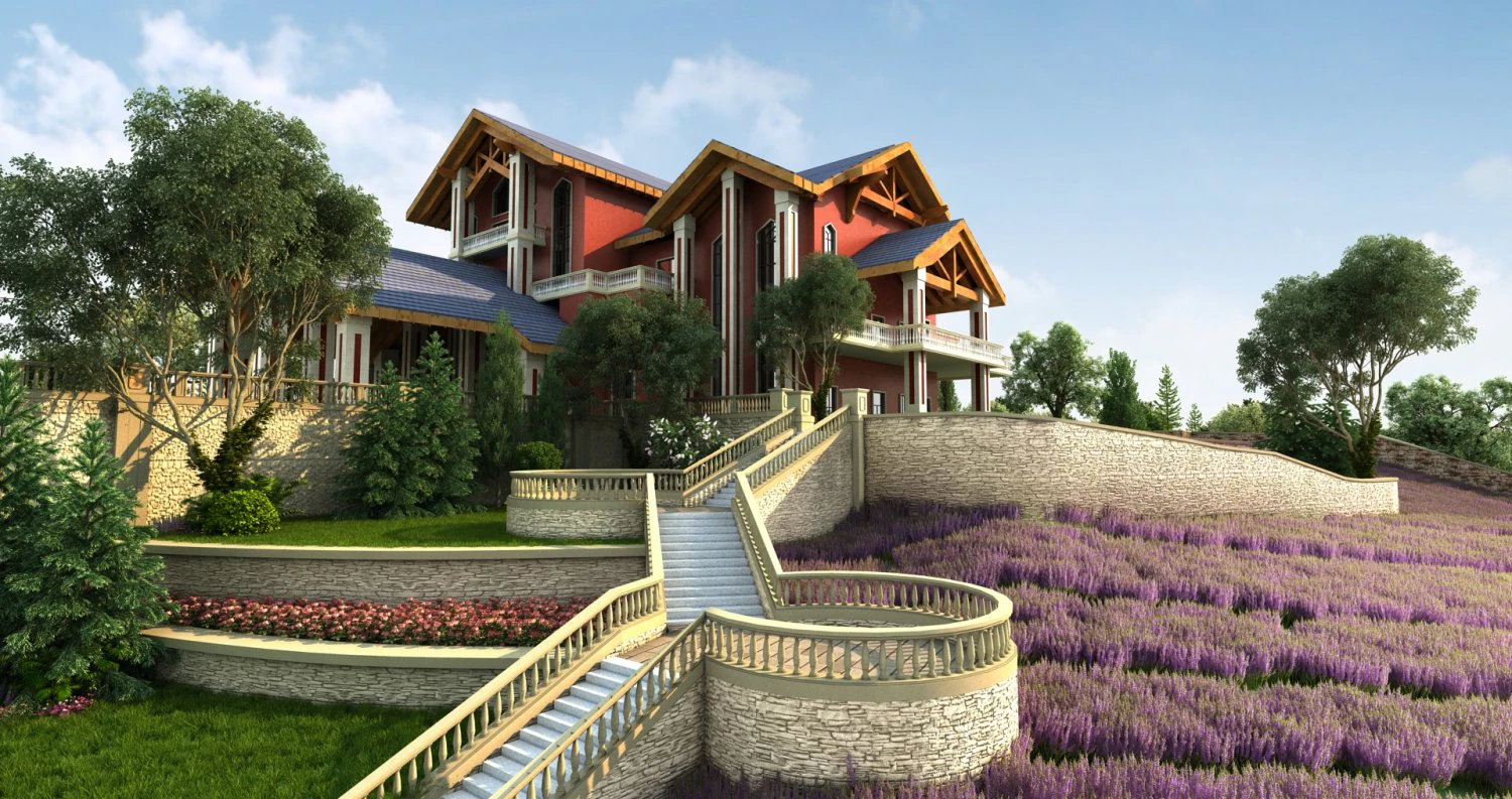 villa 3D Model .c4d .max .obj .3ds .fbx .stl .blend 