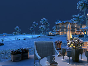 seaside hotel Model 3D