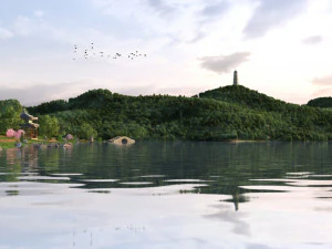 vista al lago Modelo 3D