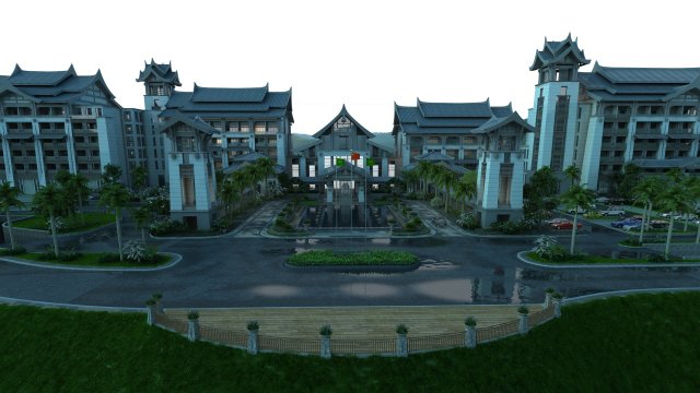 hotel 3D Model .c4d .max .obj .3ds .fbx .stl .blend 