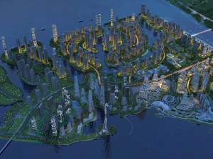 night view of the island 3D Model