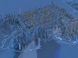 night view of the island 3D Model