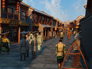 commercial street Modèle 3D