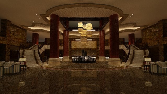 hotel lobby 3D मॉडल .c4d .max .obj .3ds .fbx .stl .blend 