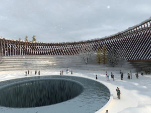 cuatro estaciones de la exposici&oacute;n mundial Modelo 3D