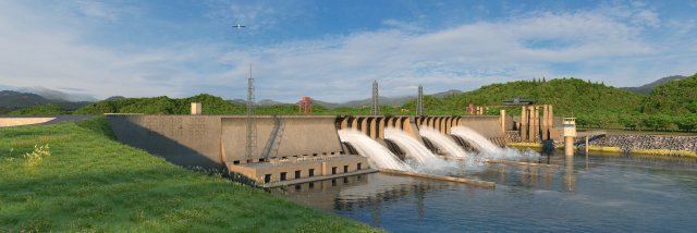 hydroelectric power station 3D 모델 .c4d .max .obj .3ds .fbx .stl .blend 