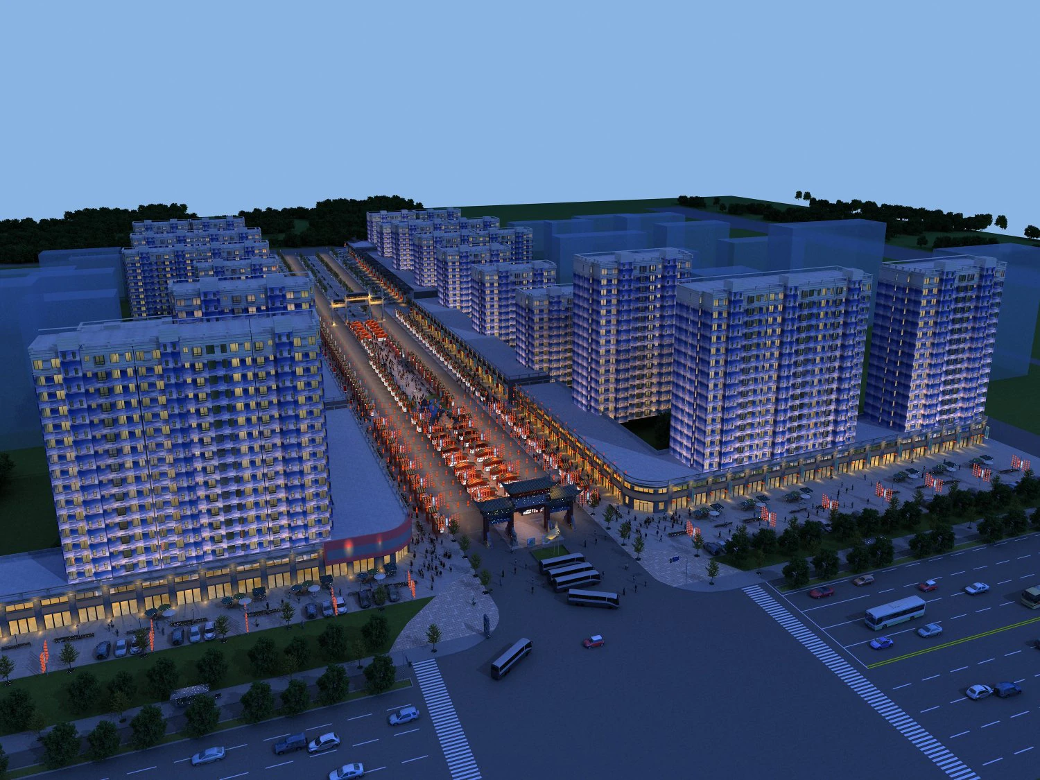 commercial street 3D Model .c4d .max .obj .3ds .fbx .stl .blend 