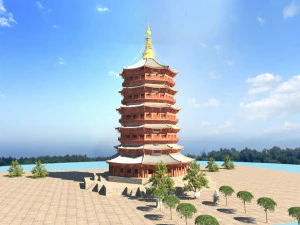 木の塔 3Dモデル