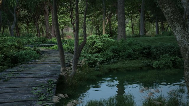 wooden walkway Modello 3D .c4d .max .obj .3ds .fbx .stl .blend 