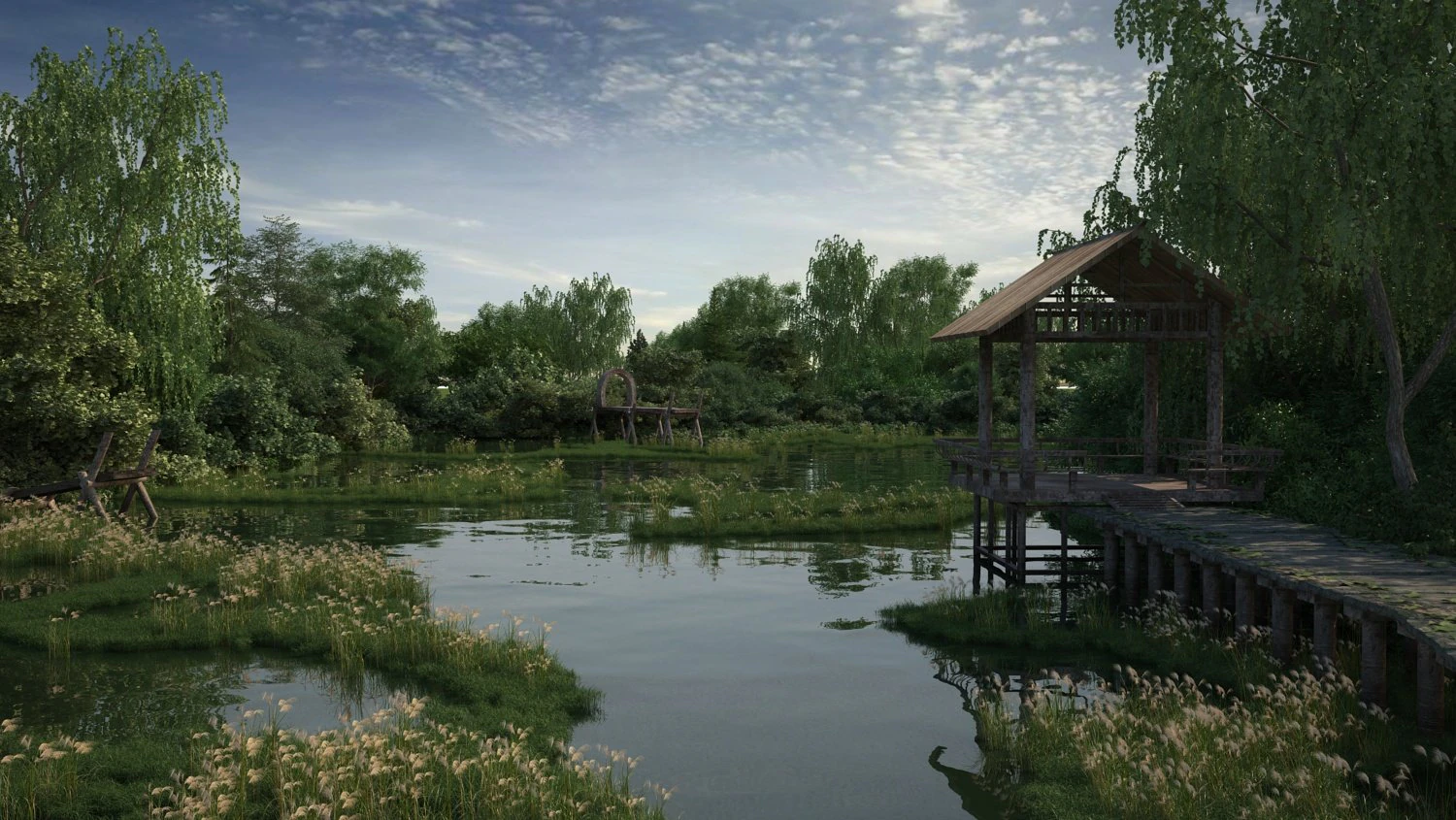 waterfront landscape 3D Model .c4d .max .obj .3ds .fbx .stl .blend 