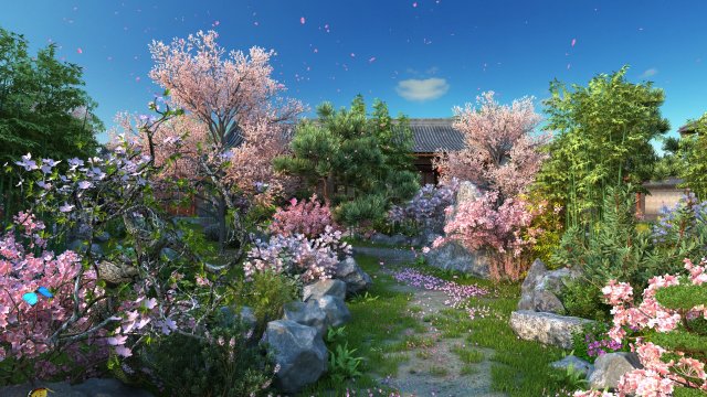 garden 3D 模型 .c4d .max .obj .3ds .fbx .stl .blend 
