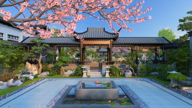 ancient garden 3D 모델 .c4d .max .obj .3ds .fbx .stl .blend 