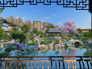 古代の庭園 3Dモデル