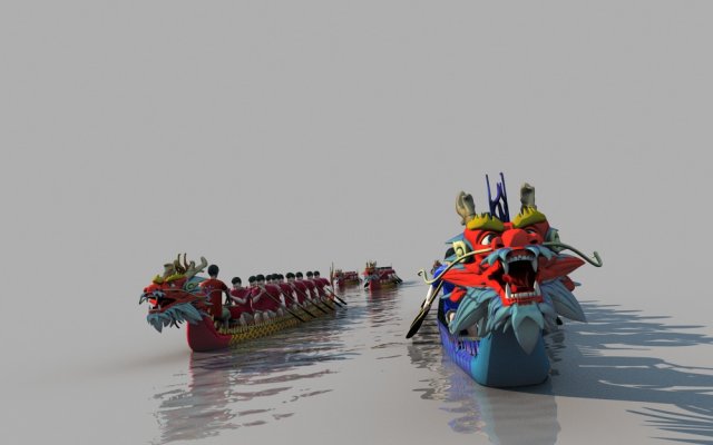 dragon boat Modèle 3D .c4d .max .obj .3ds .fbx .stl .blend