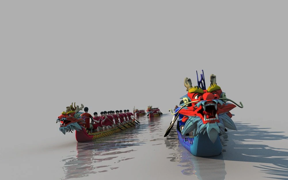 dragon boat 3D Model .c4d .max .obj .3ds .fbx .stl .blend 