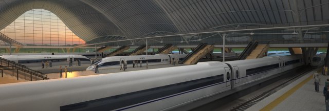 high speed railway station 3D मॉडल .c4d .max .obj .3ds .fbx .stl .blend 