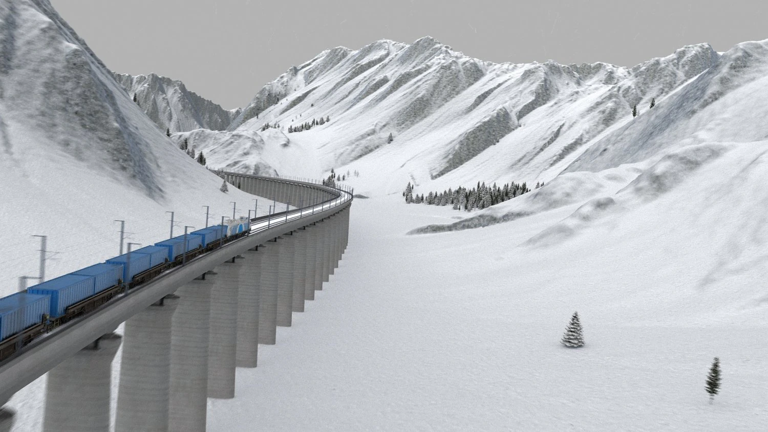 snow mountain high speed rail 3D Model .c4d .max .obj .3ds .fbx .stl .blend 