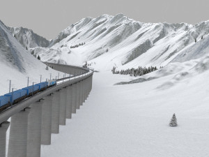 snow mountain high speed rail Modelo 3D