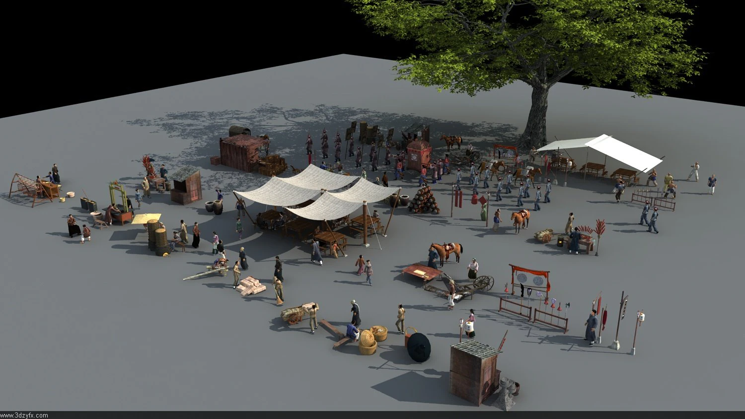 ancient market 3D Model .c4d .max .obj .3ds .fbx .stl .blend 