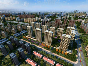 vista a&eacute;rea de la ciudad Modelo 3D