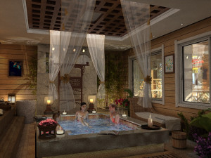 hot spring house Model 3D