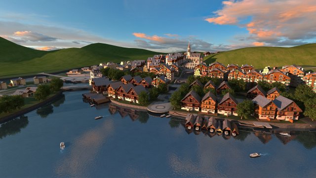 small town 3Dモデル .c4d .max .obj .3ds .fbx .stl .blend 