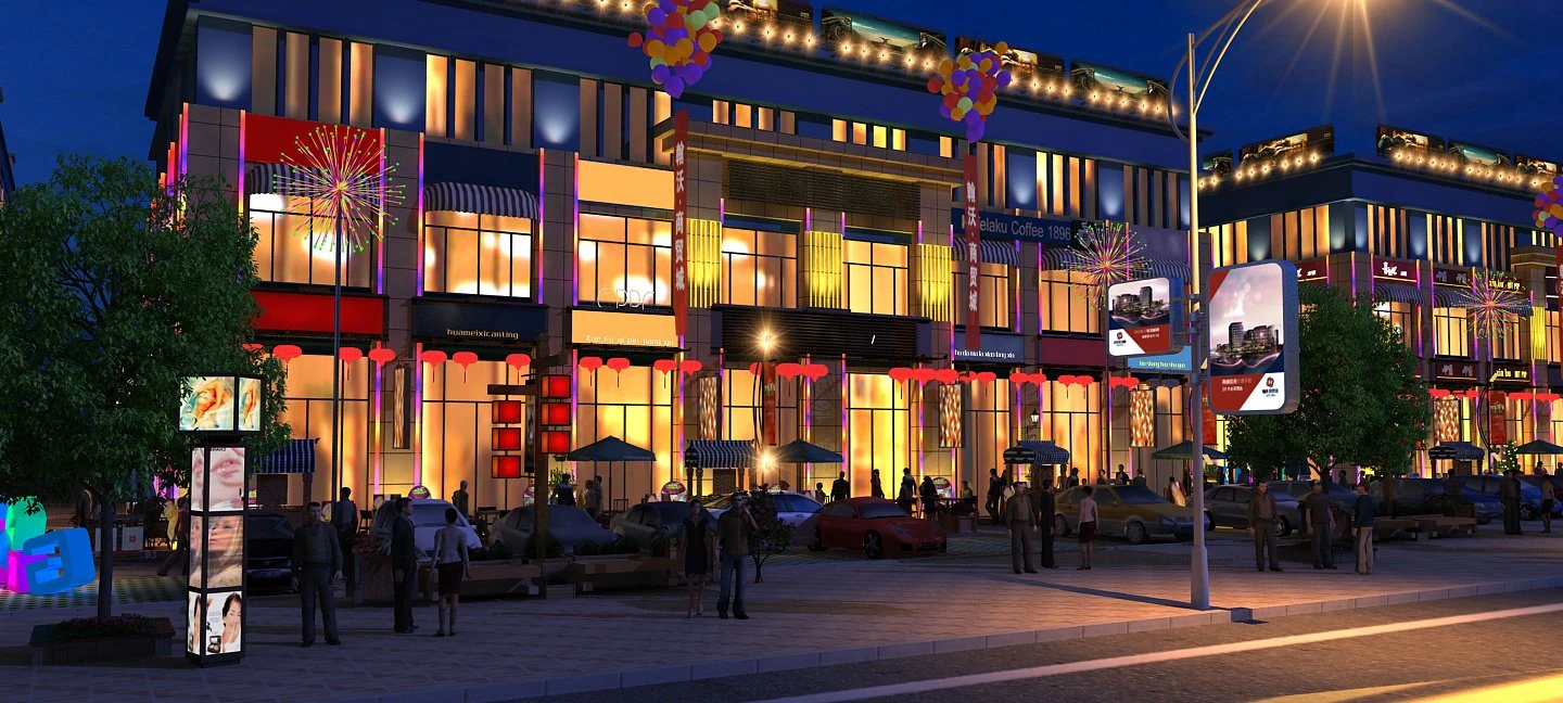 restaurant night view 3D Model .c4d .max .obj .3ds .fbx .stl .blend 