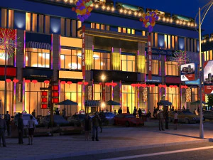 vista notturna del ristorante Modello 3D