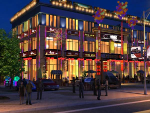 restaurant night view 3D Model