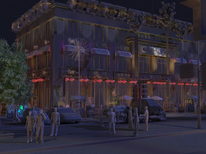 restaurant night view Modèle 3D