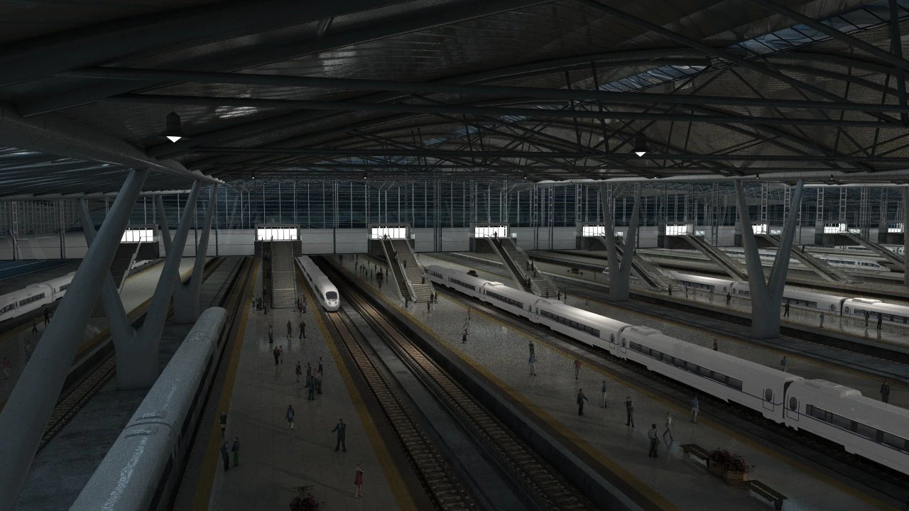 high speed railway station 3D Model .c4d .max .obj .3ds .fbx .stl .blend