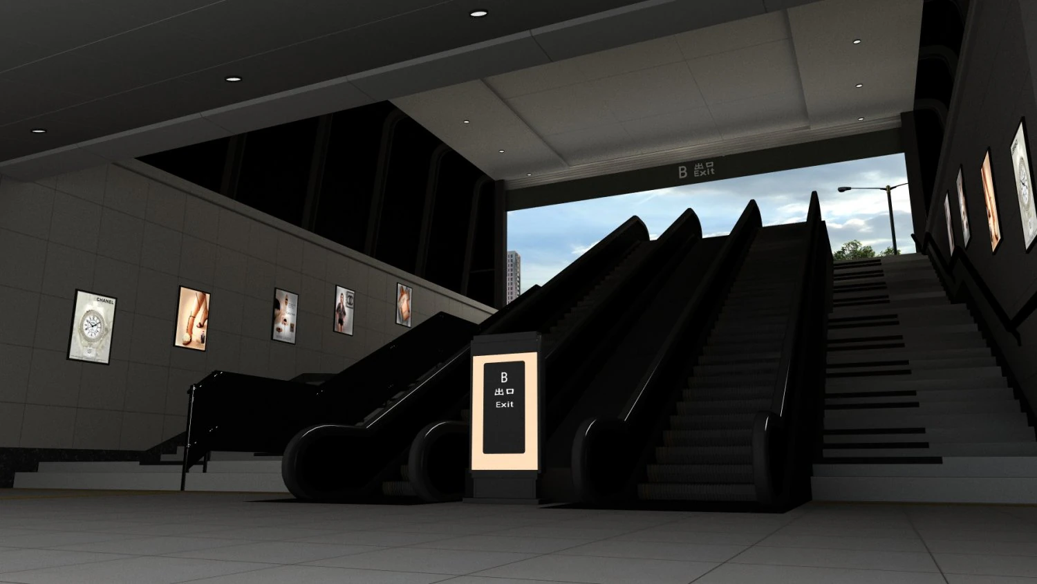 subway station exit 3D Model .c4d .max .obj .3ds .fbx .stl .blend 