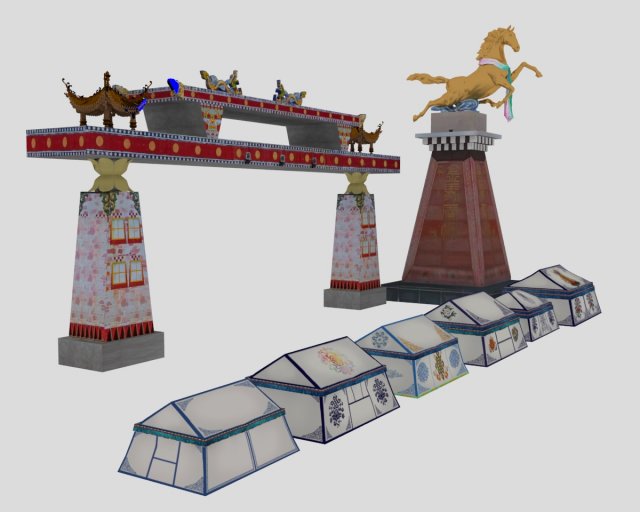 tibetan architecture 3D 模型 .c4d .max .obj .3ds .fbx .stl .blend 