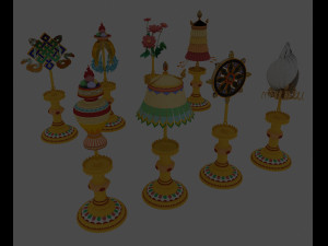 buddhist auspicious eight treasures 3D Model