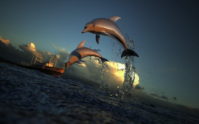 dolphin 3D Model .c4d .max .obj .3ds .fbx .stl .blend 
