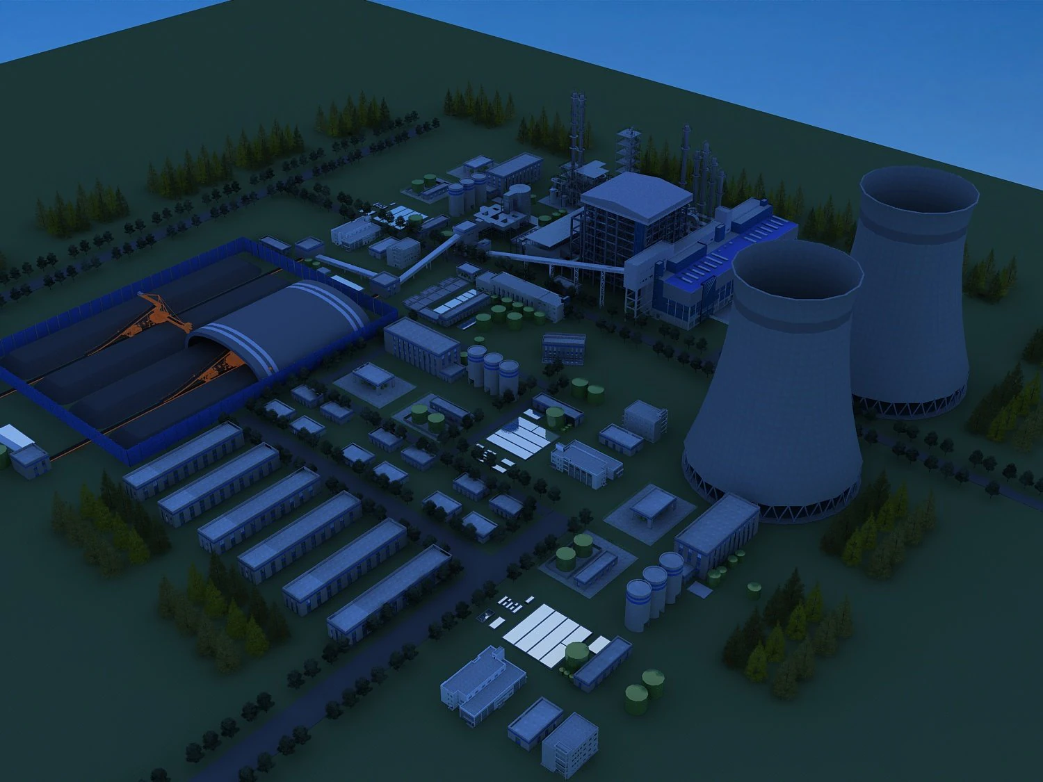 chemical plant 3D Model .c4d .max .obj .3ds .fbx .stl .blend 