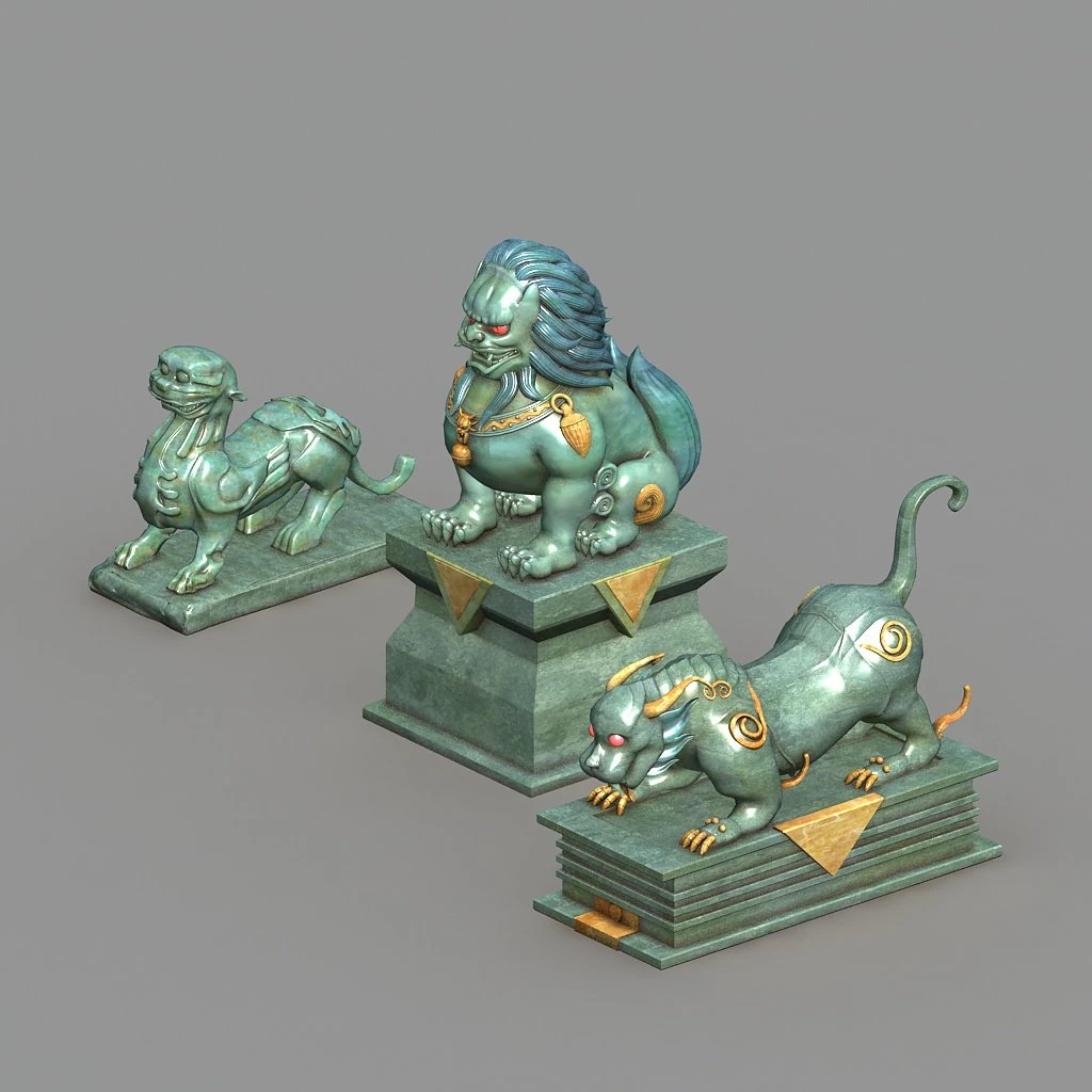 stone lion 3D Model .c4d .max .obj .3ds .fbx .stl .blend 