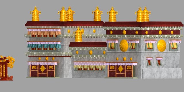 tibetan architecture 3D 모델 .c4d .max .obj .3ds .fbx .stl .blend 