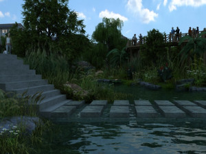 small wooden bridge Model 3D