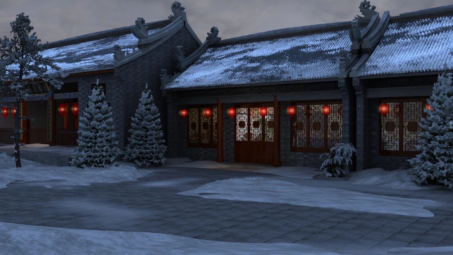 snow scene 3D Model .c4d .max .obj .3ds .fbx .stl .blend 