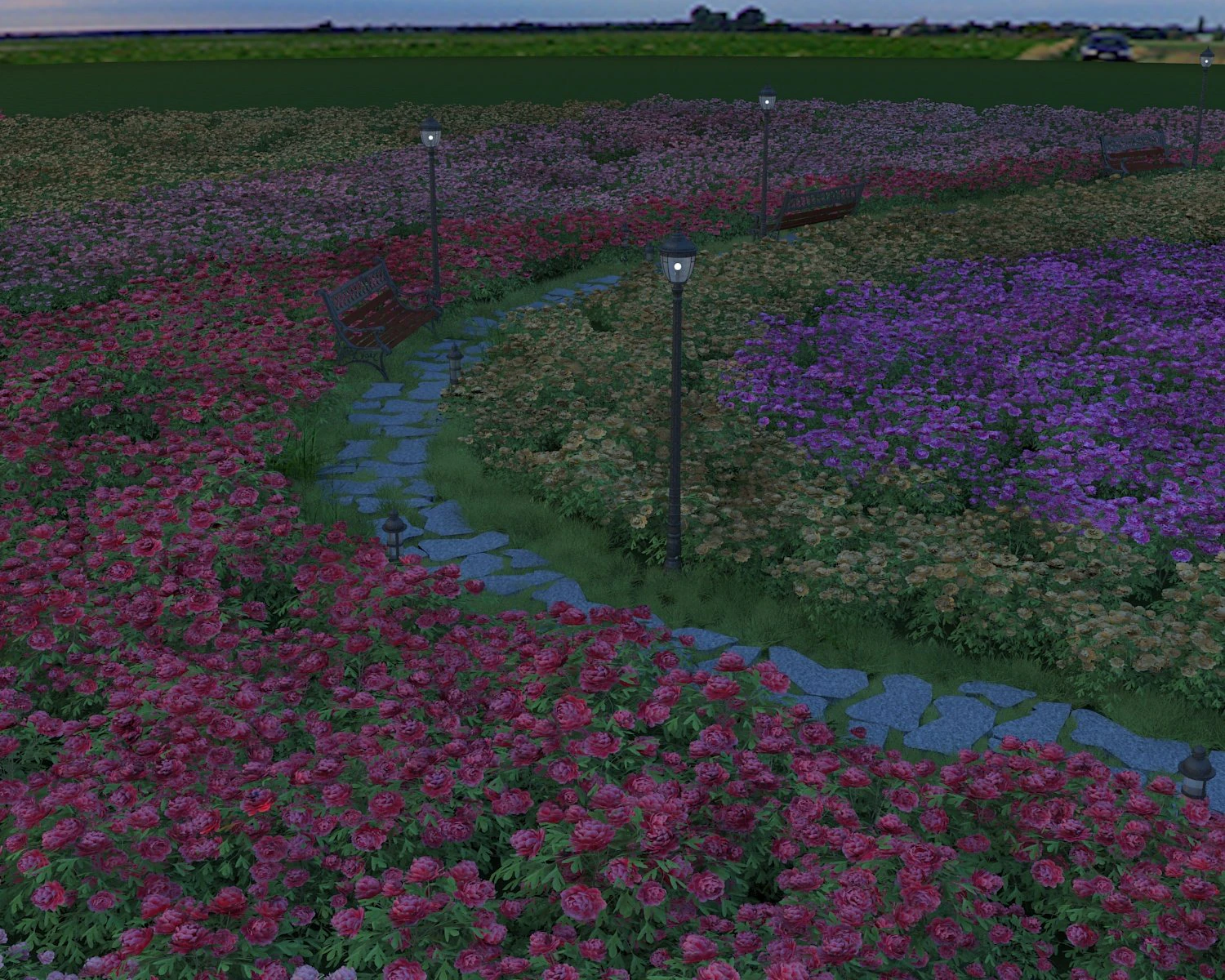 Flowerbed 3D Model .c4d .max .obj .3ds .fbx .stl .blend 