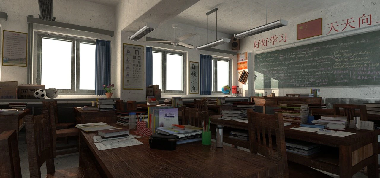classroom 3D Model .c4d .max .obj .3ds .fbx .stl .blend 