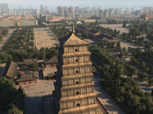 xian giant wild goose pagoda Modello 3D